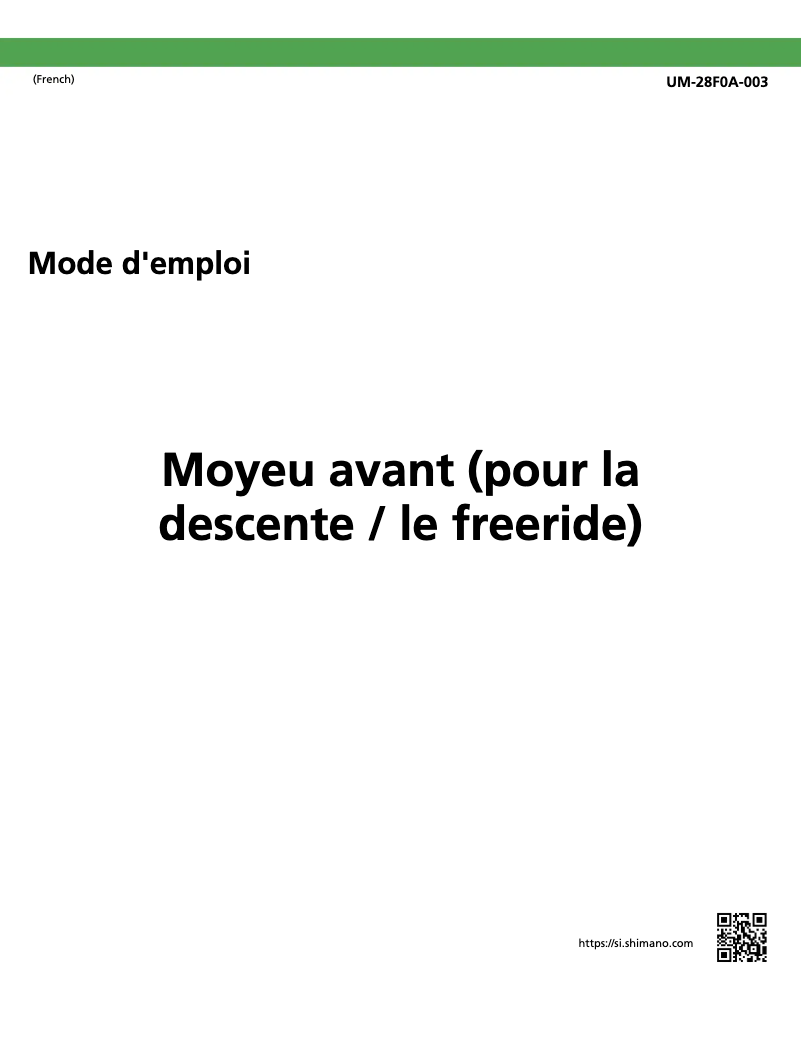 Page 1 of the manual User Manual Shimano HB-M640