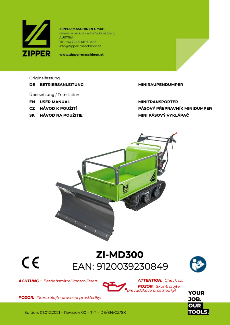 Page 1 of the manual User Manual Zipper ZI-MD300