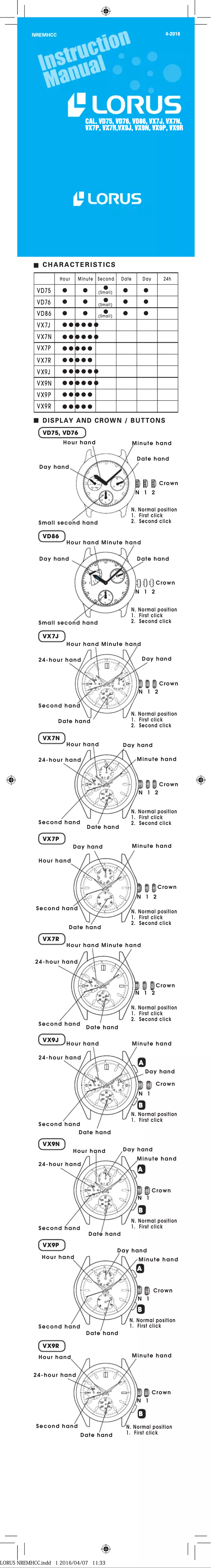 First page image of the manual for VX9N