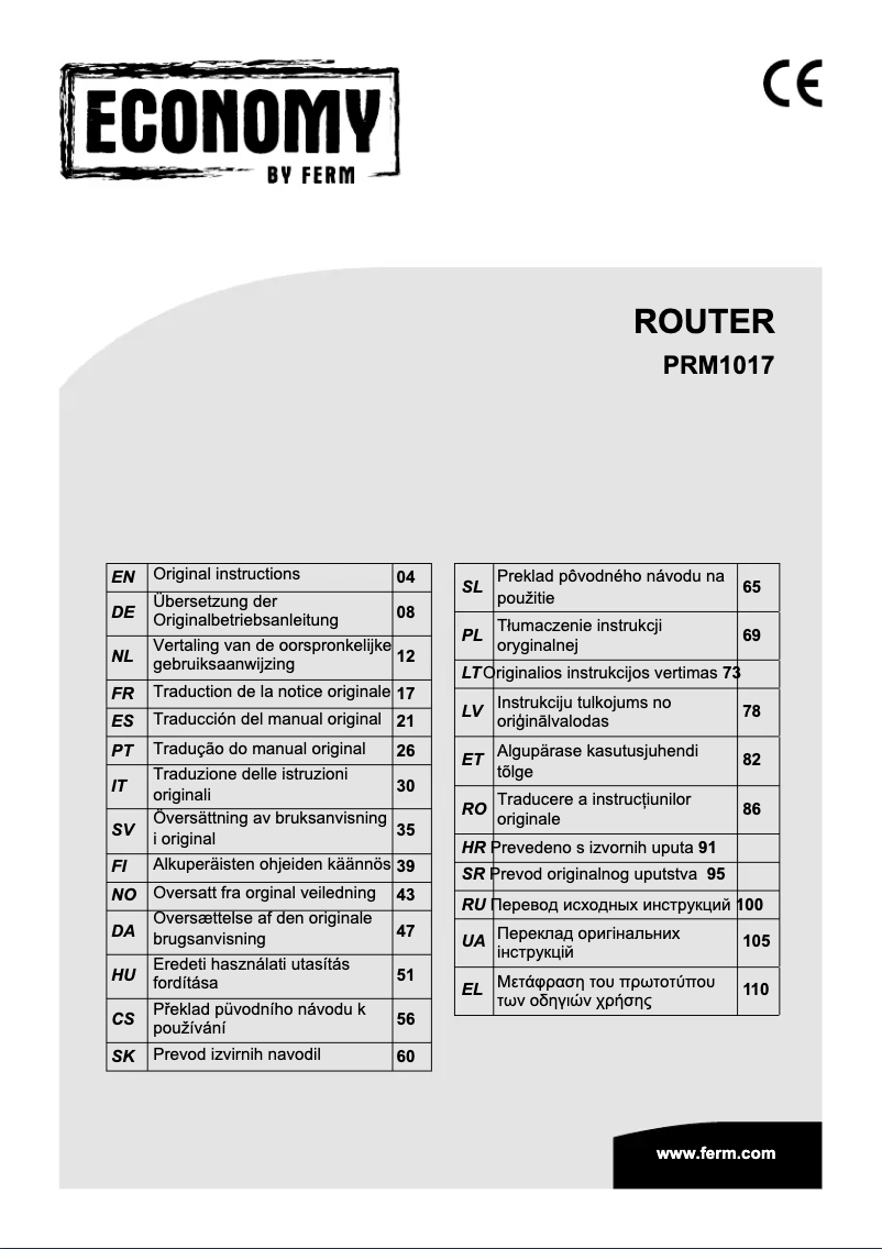 Image de la première page du manuel de l'appareil PRM1017