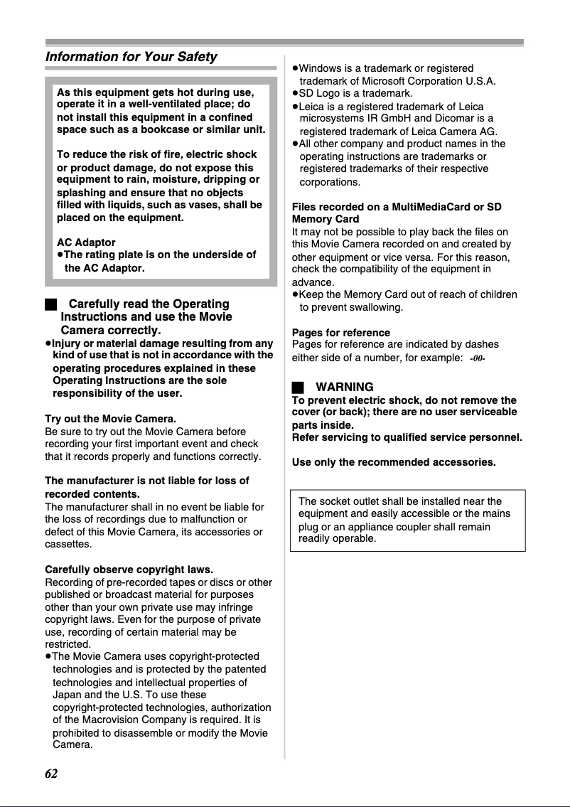 First page image of the manual for NV-GS400GC