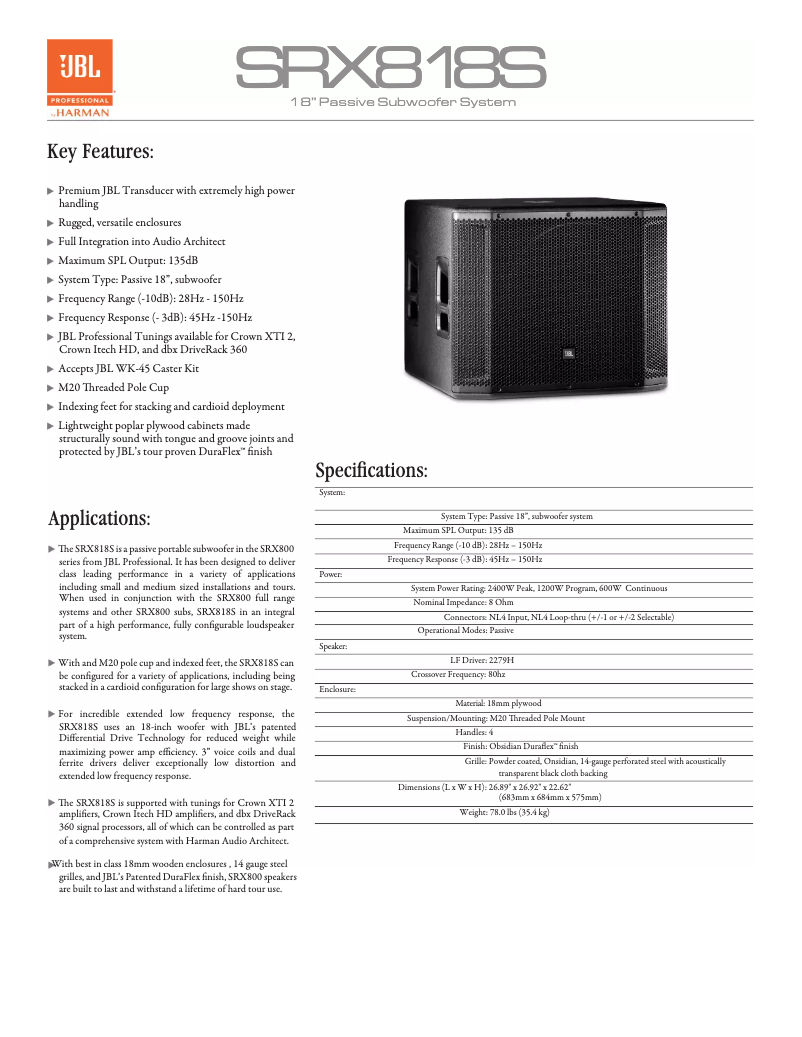 First page image of the manual for SRX818S