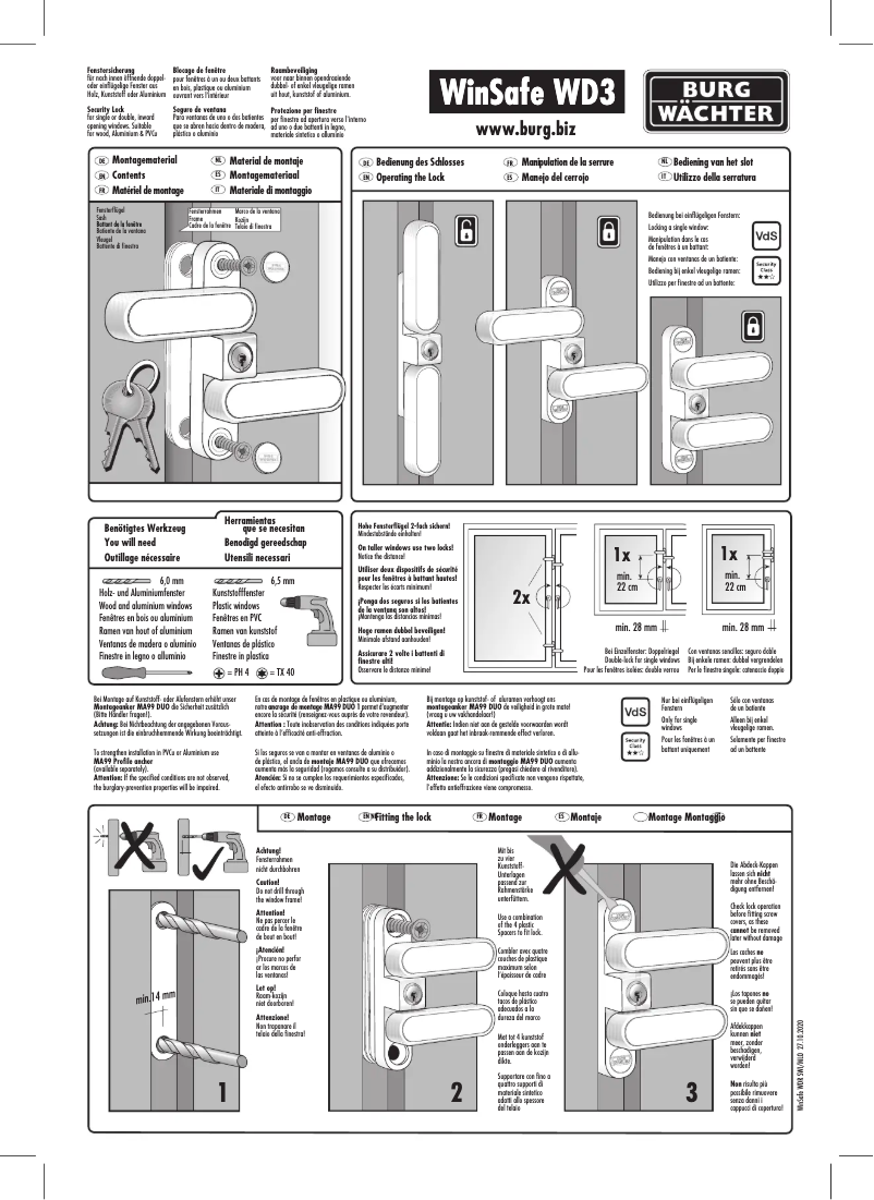 First page image of the manual for WinSafe WD3