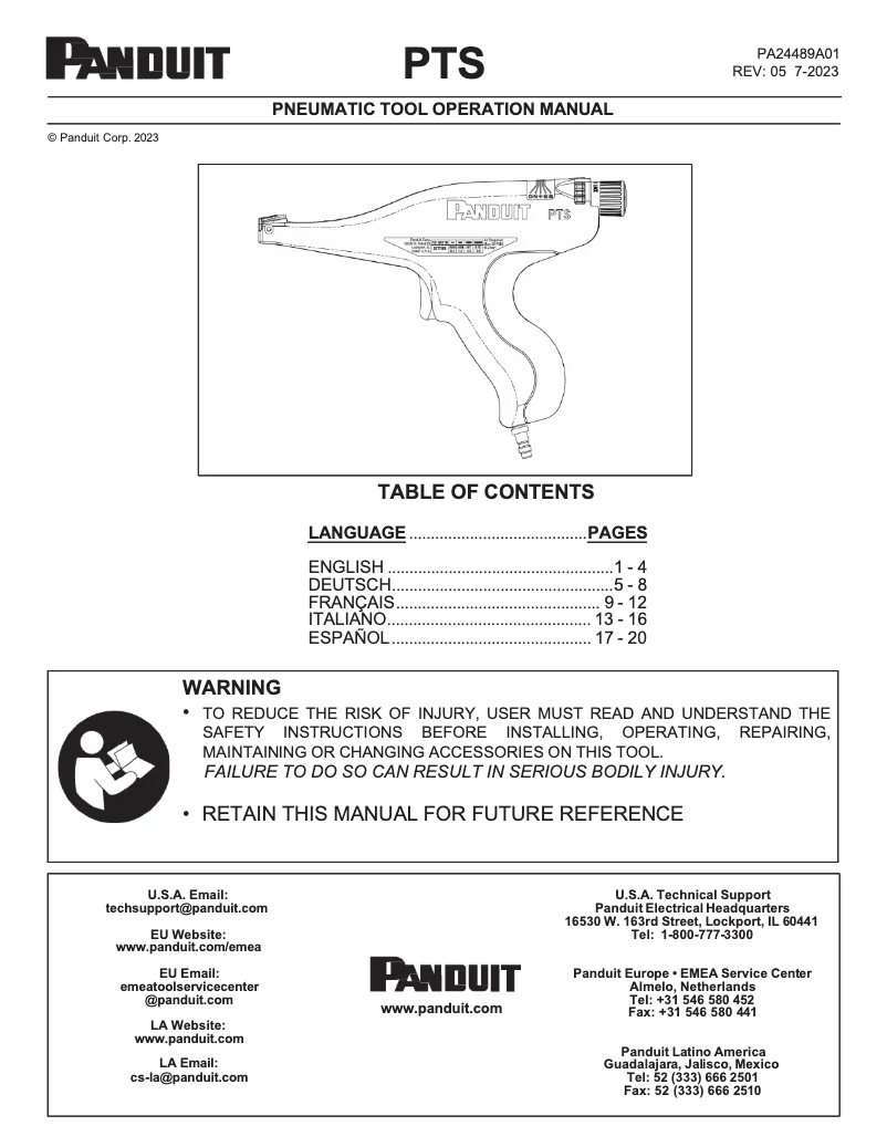 First page image of the manual for KPTSTL