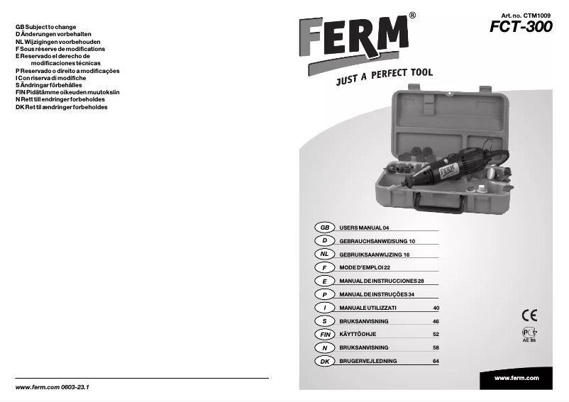 First page image of the manual for FCT-300