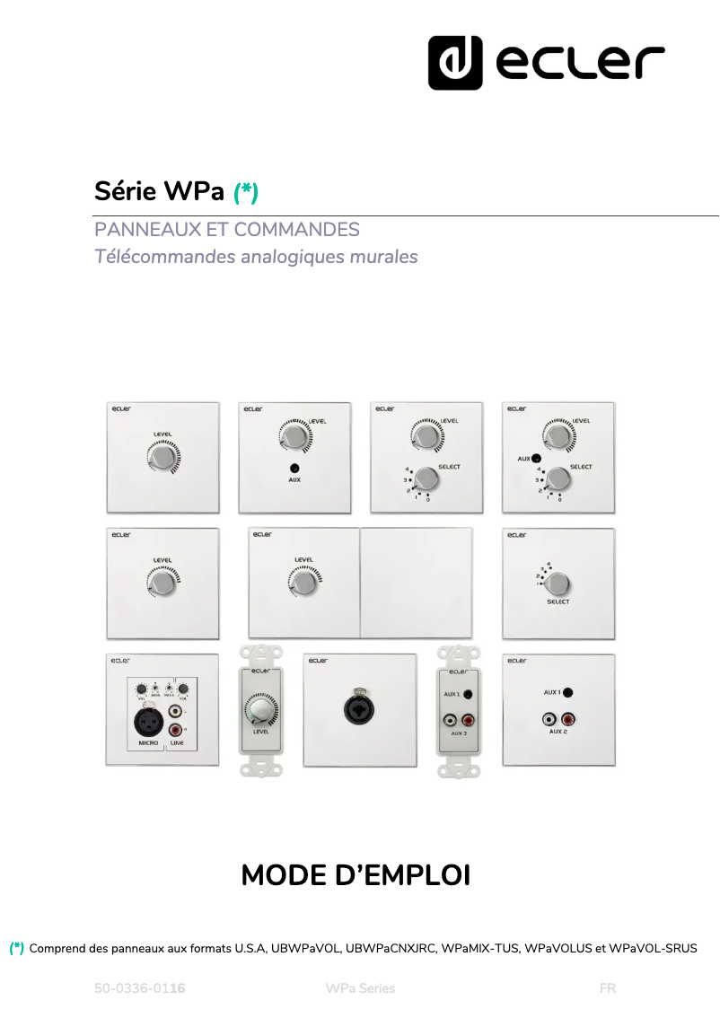 Page 1 of the manual User Manual Ecler WPaVOL-SR