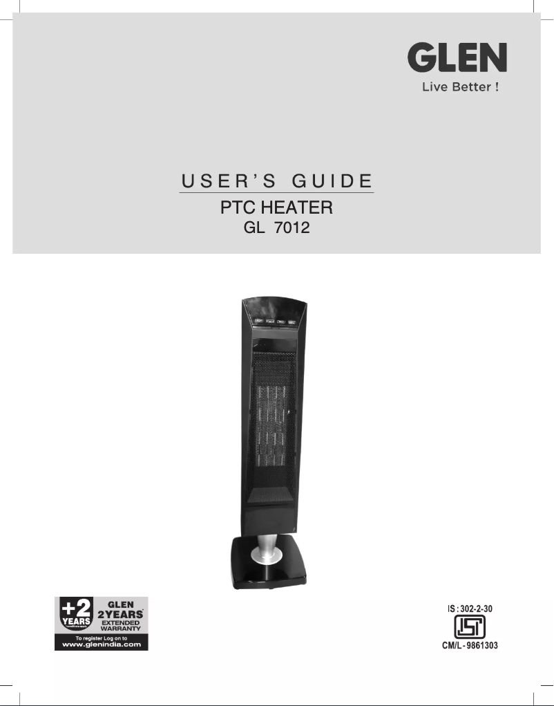 Page 1 of the manual User Manual Glen GL 7012