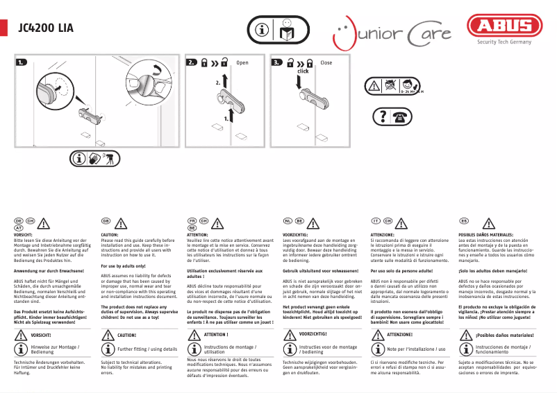 Page 1 of the manual Installation Guide Abus JC4200A LIA