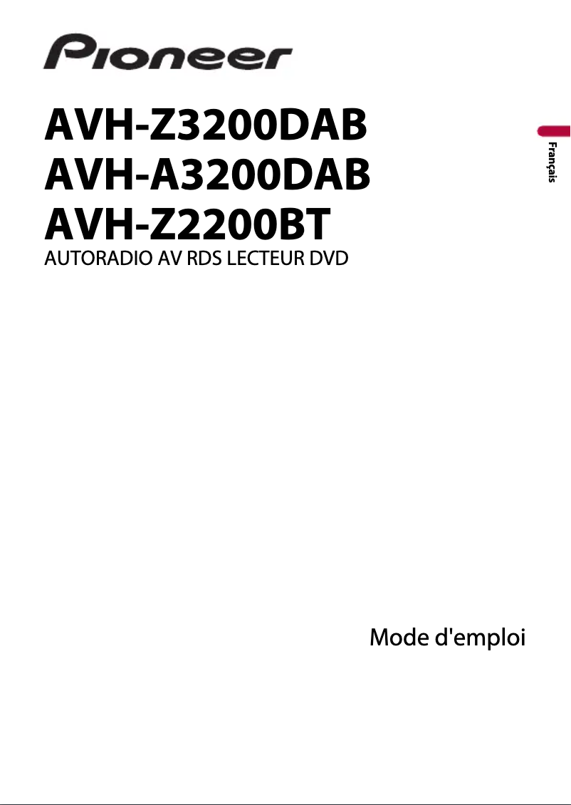 Page 1 of the manual User Manual Pioneer AVH-Z3200DAB