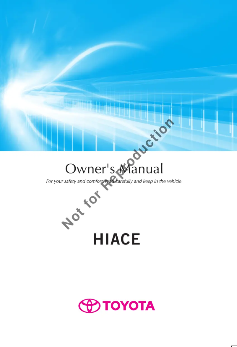 Page 1 of the manual User Manual Toyota HiAce (2011)