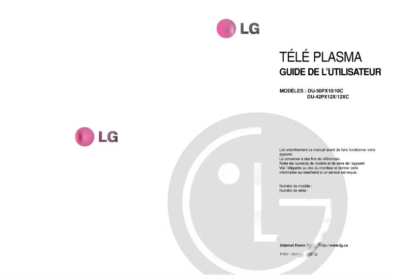 Page 1 of the manual User Manual LG DU-42PX12X