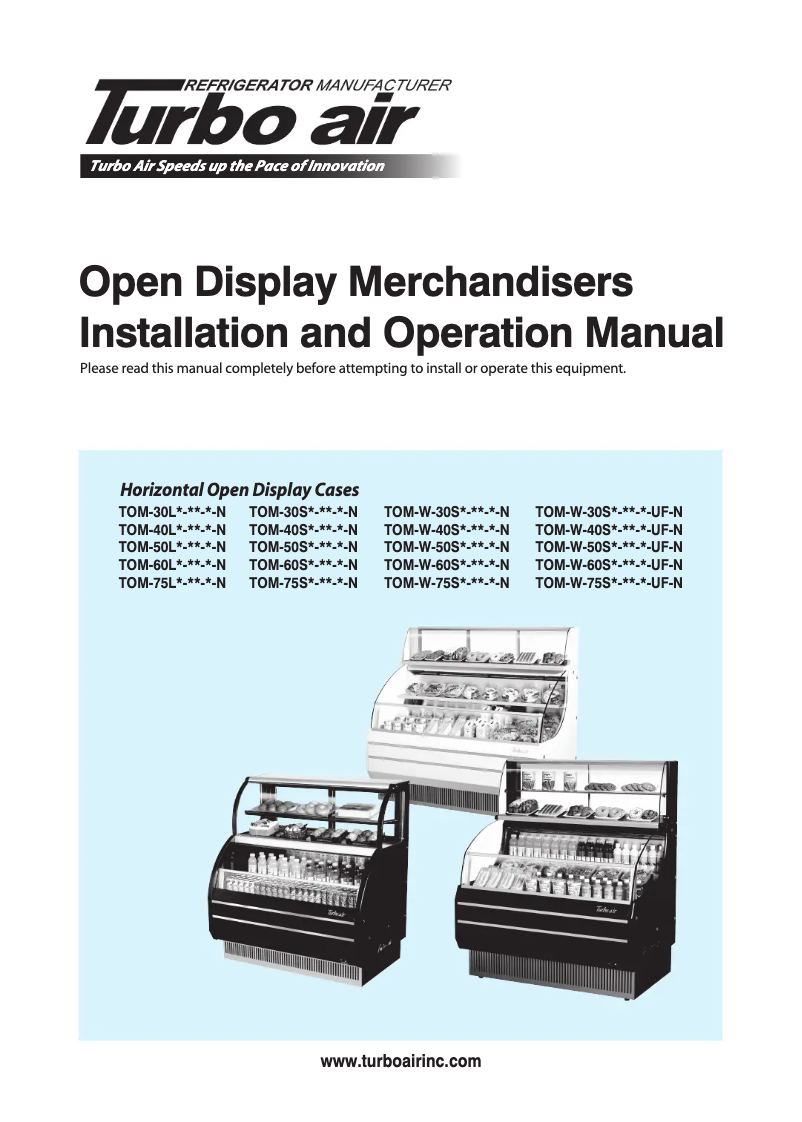 First page image of the manual for TOM-W-50SB