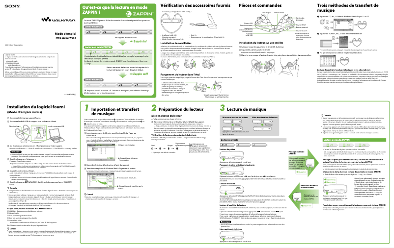 First page image of the manual for Walkman NWZ-W253