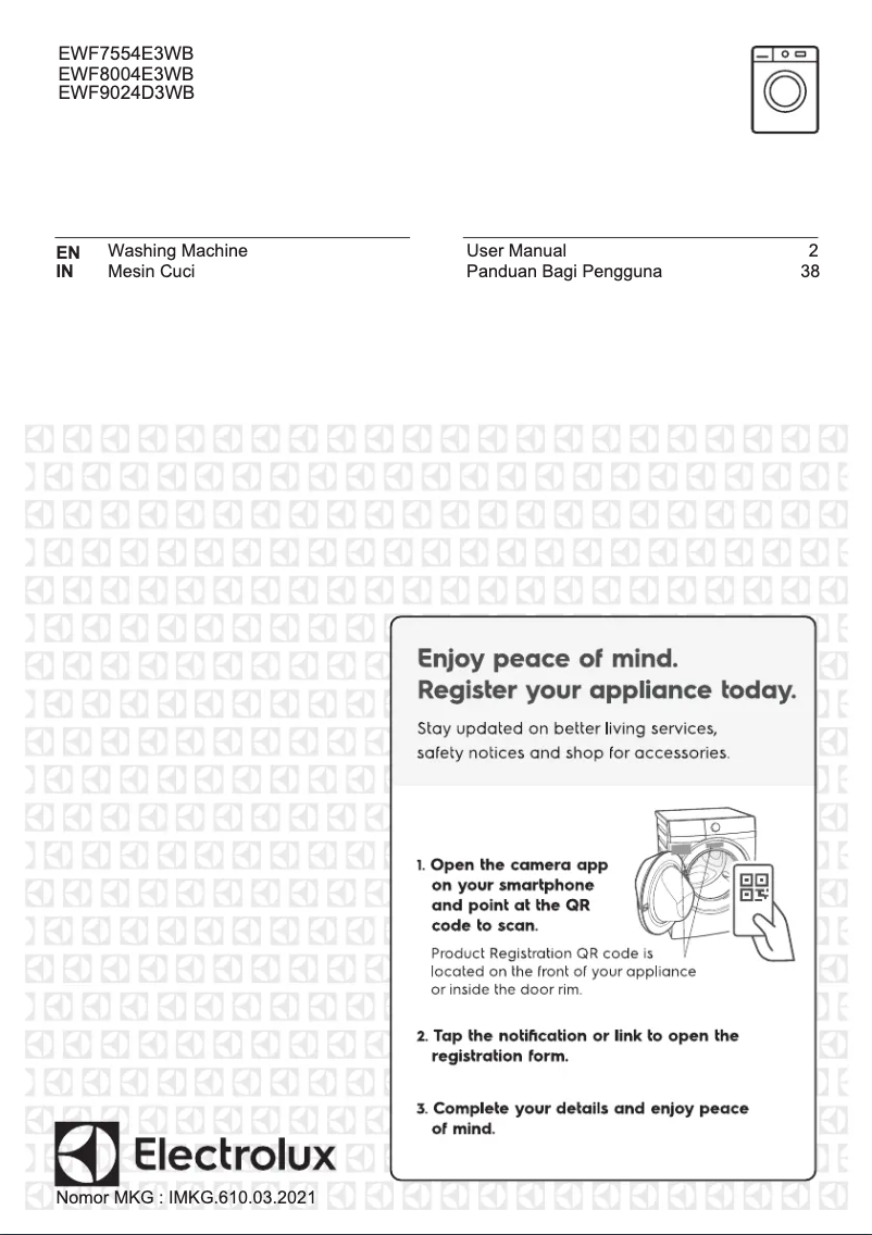 First page image of the manual for EWF8004E3WB
