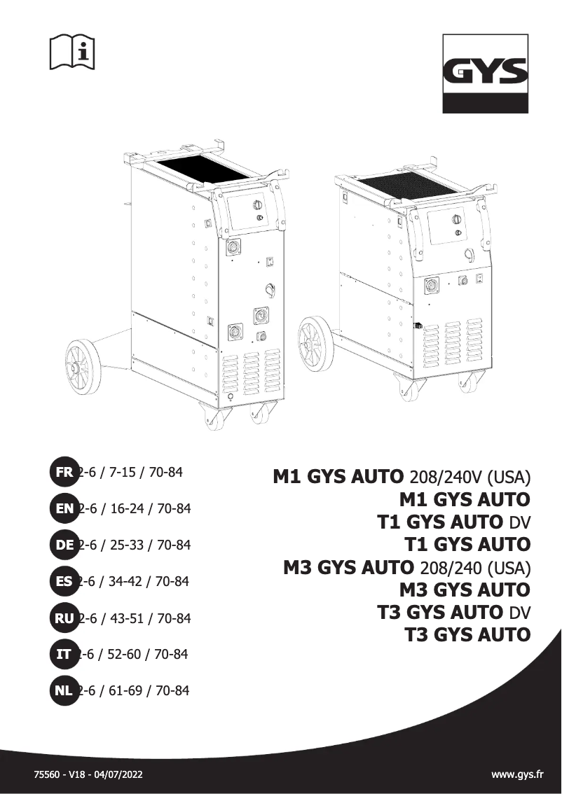 Page 1 of the manual User Manual GYS T3 GYS Auto