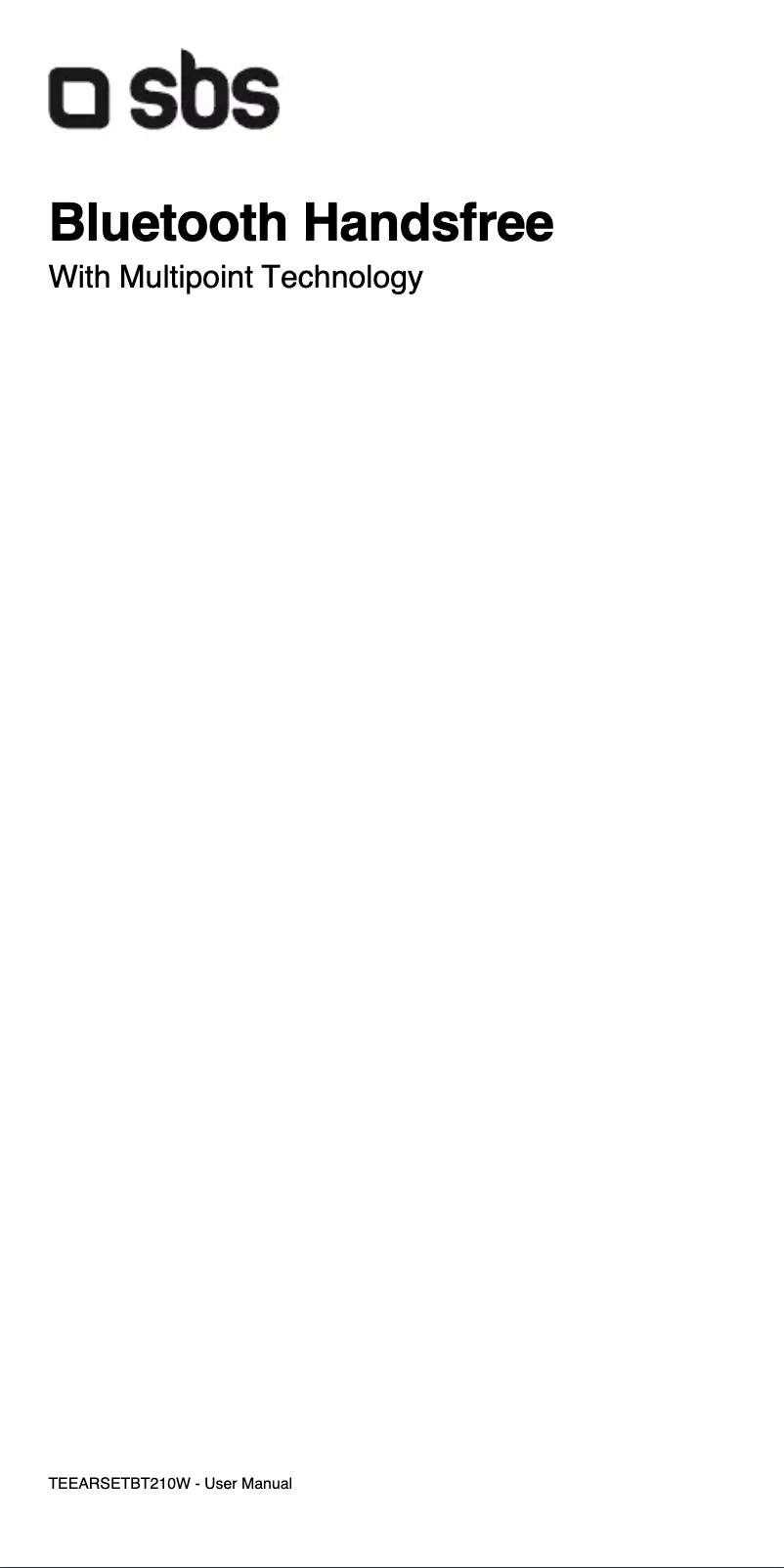 Page 1 of the manual User Manual SBS BT210