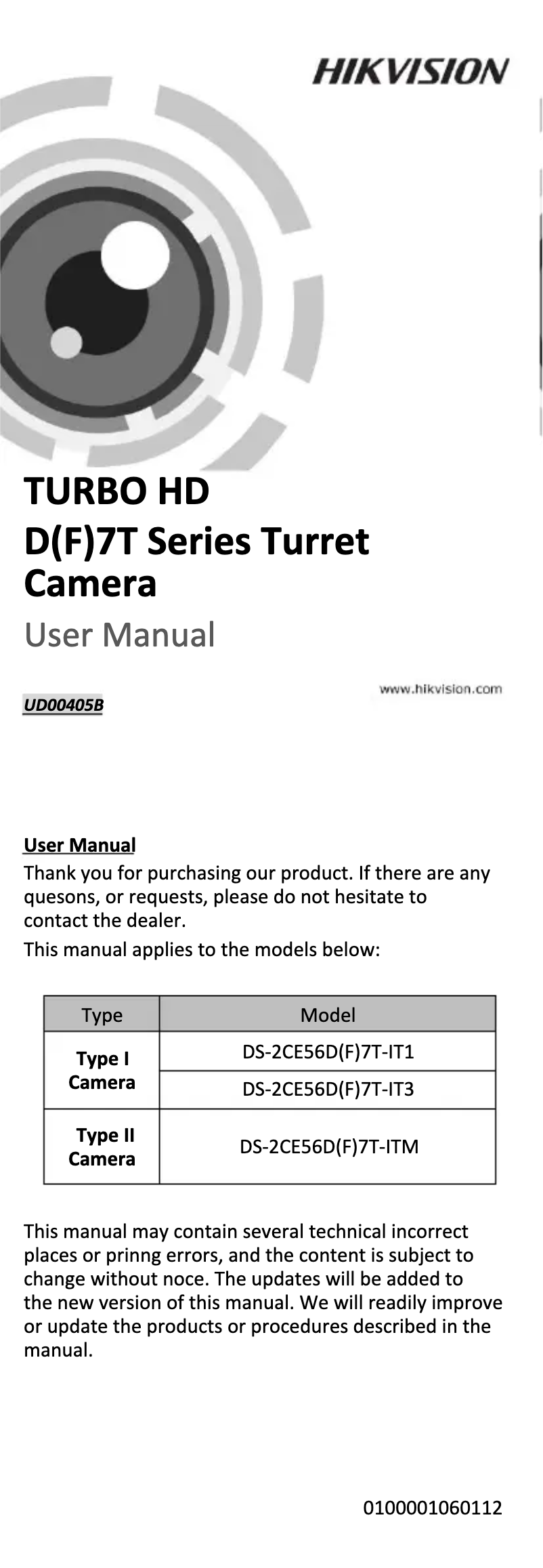 First page image of the manual for DS-2CE56D7T-IT3Z(2.8-12MM)