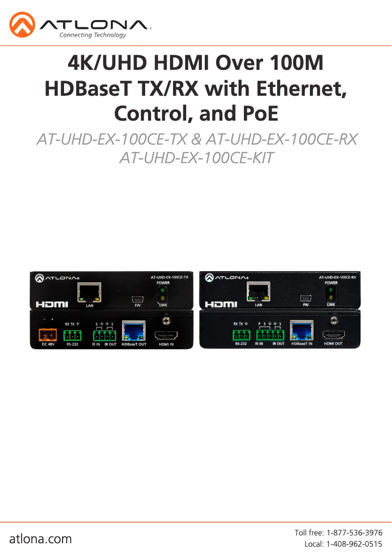First page image of the manual for AT-UHD-EX-100CE-RX