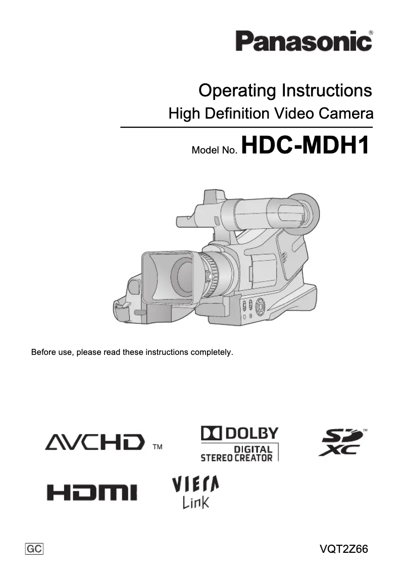 First page image of the manual for HDC-MDH1