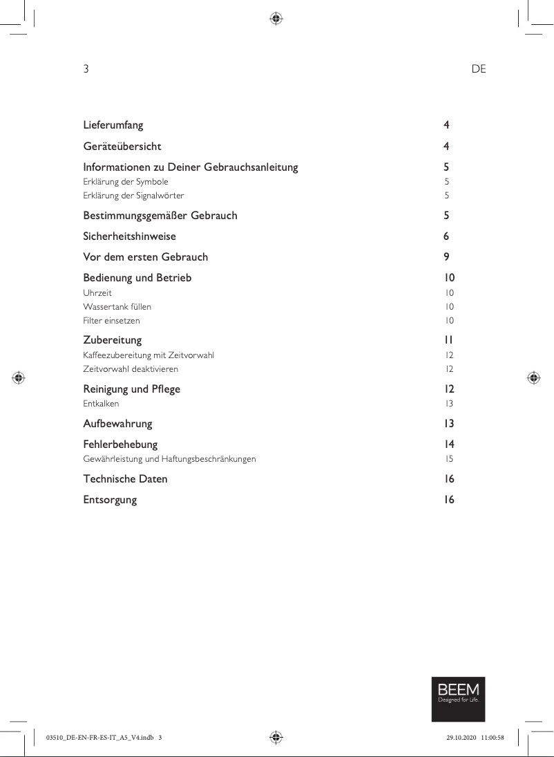 Page 1 de la notice Manuel utilisateur BEEM Thermo 2 Go