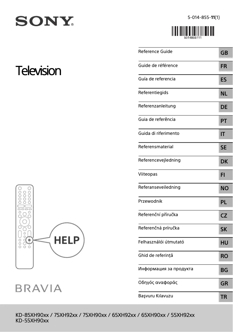 First page image of the manual for Bravia KD-75XH9096