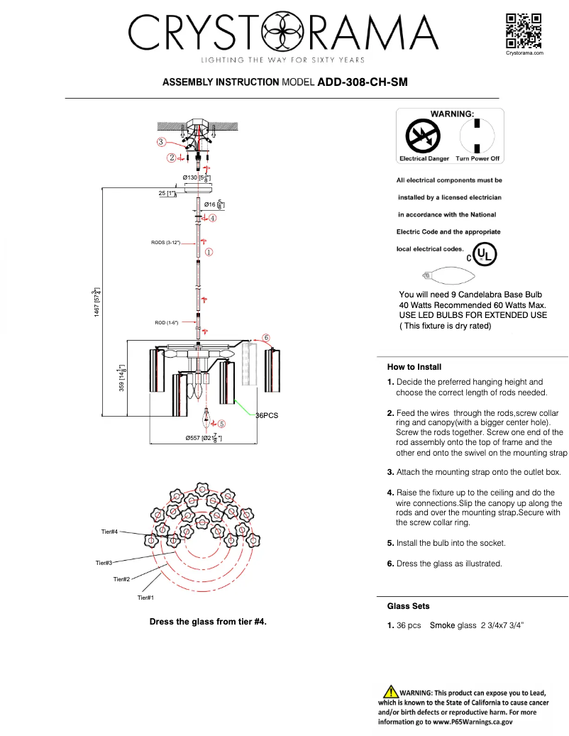 Page 1 of the manual User Manual Crystorama Addis ADD-308-CH-SM