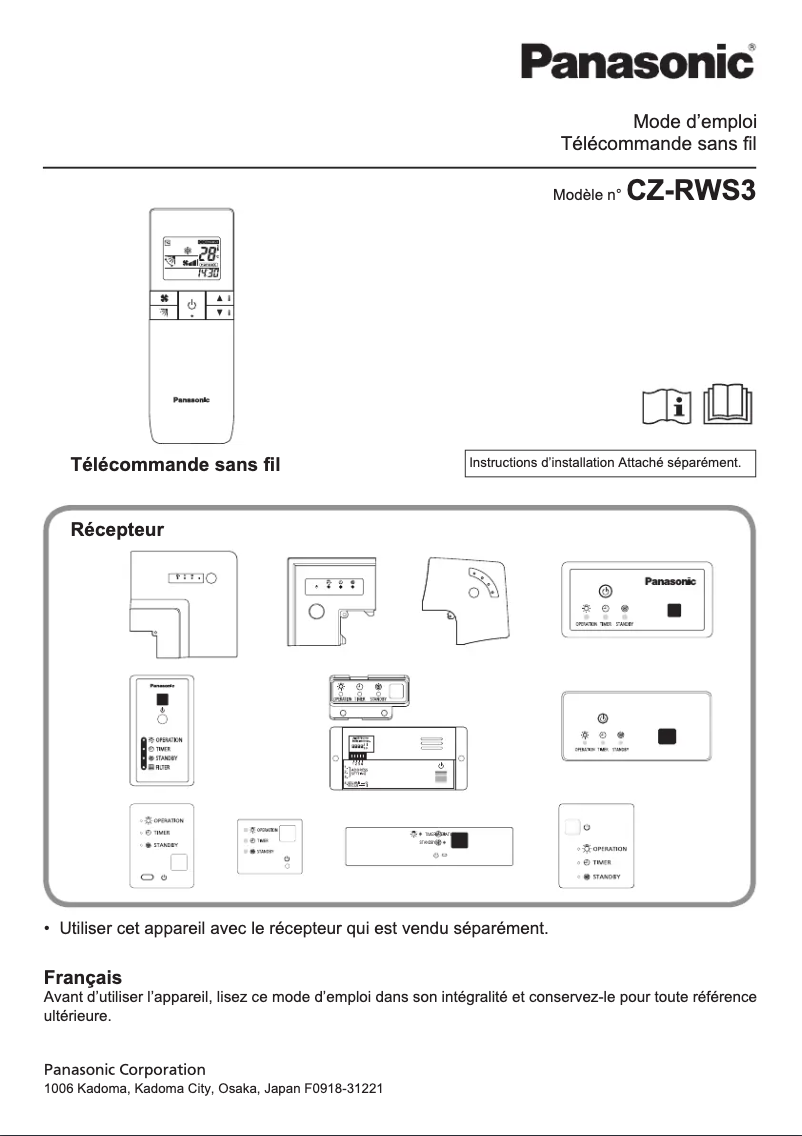 Page 1 of the manual User Manual Panasonic CZ-RWS3