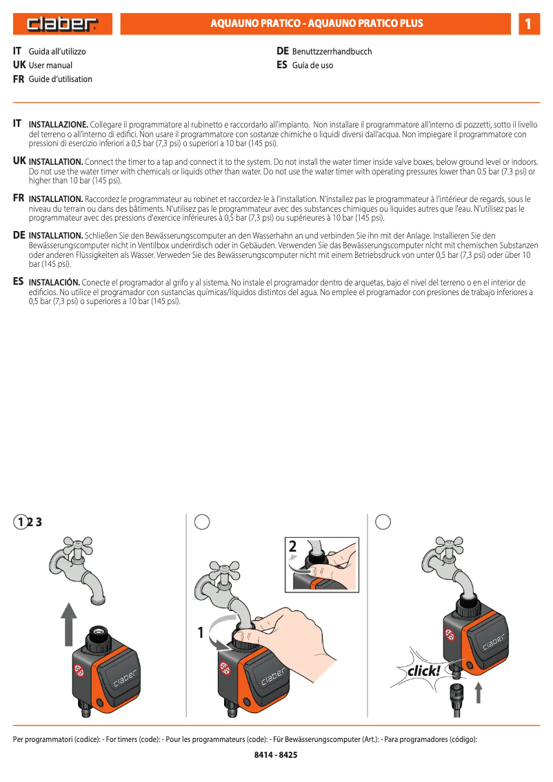 First page image of the manual for Pratico 8428