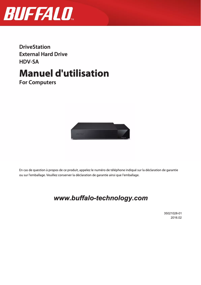 Page 1 of the manual User Manual Buffalo DriveStation HDV-SA