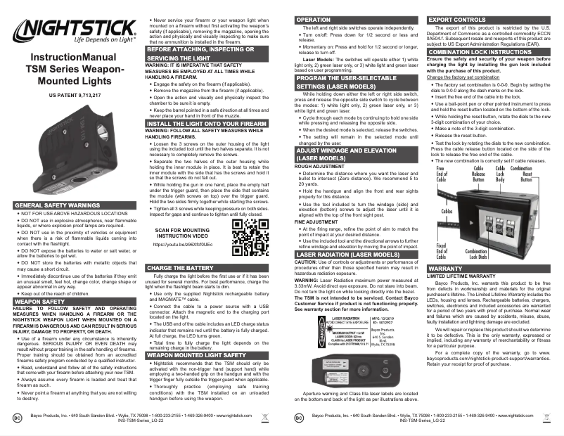 Page 1 of the manual User Manual NightStick TSM-11W