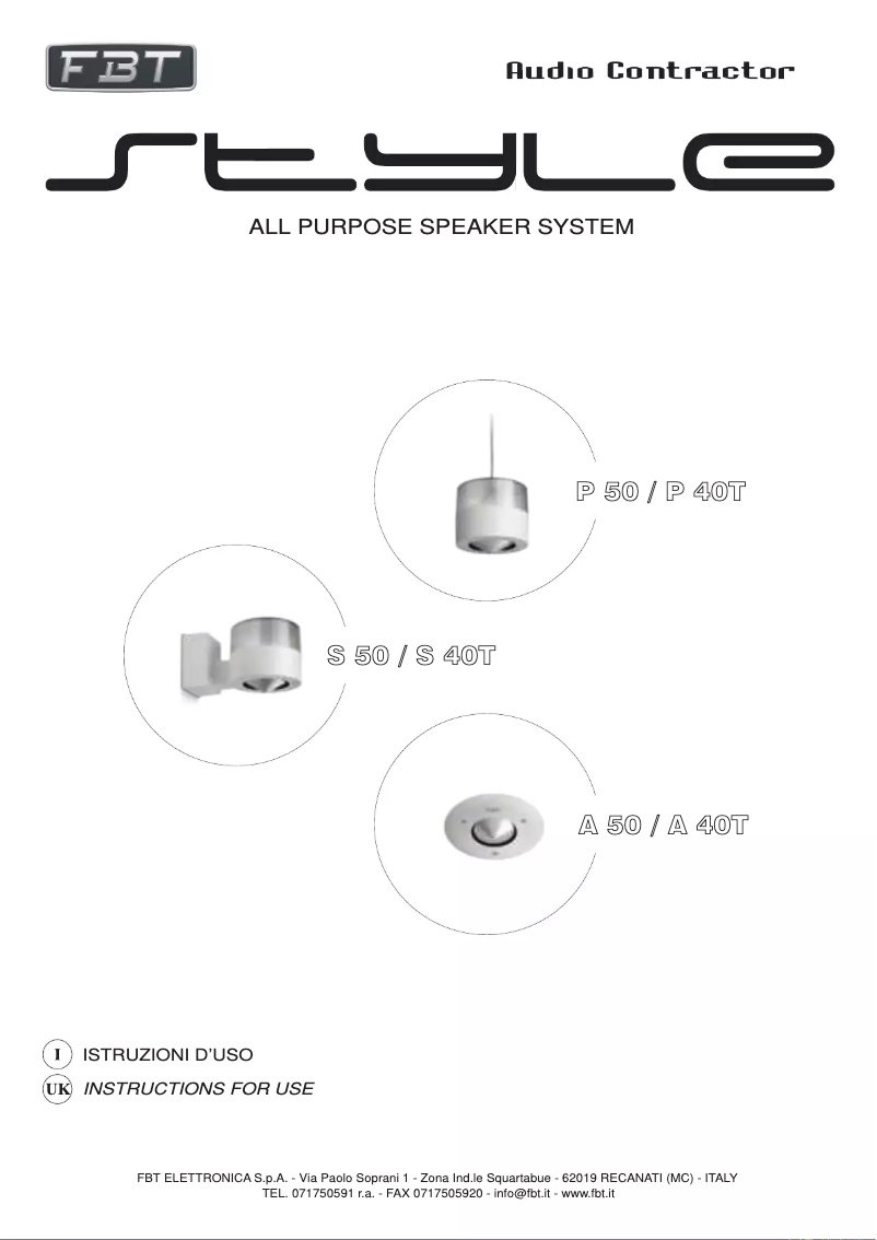 First page image of the manual for STYLE S40T