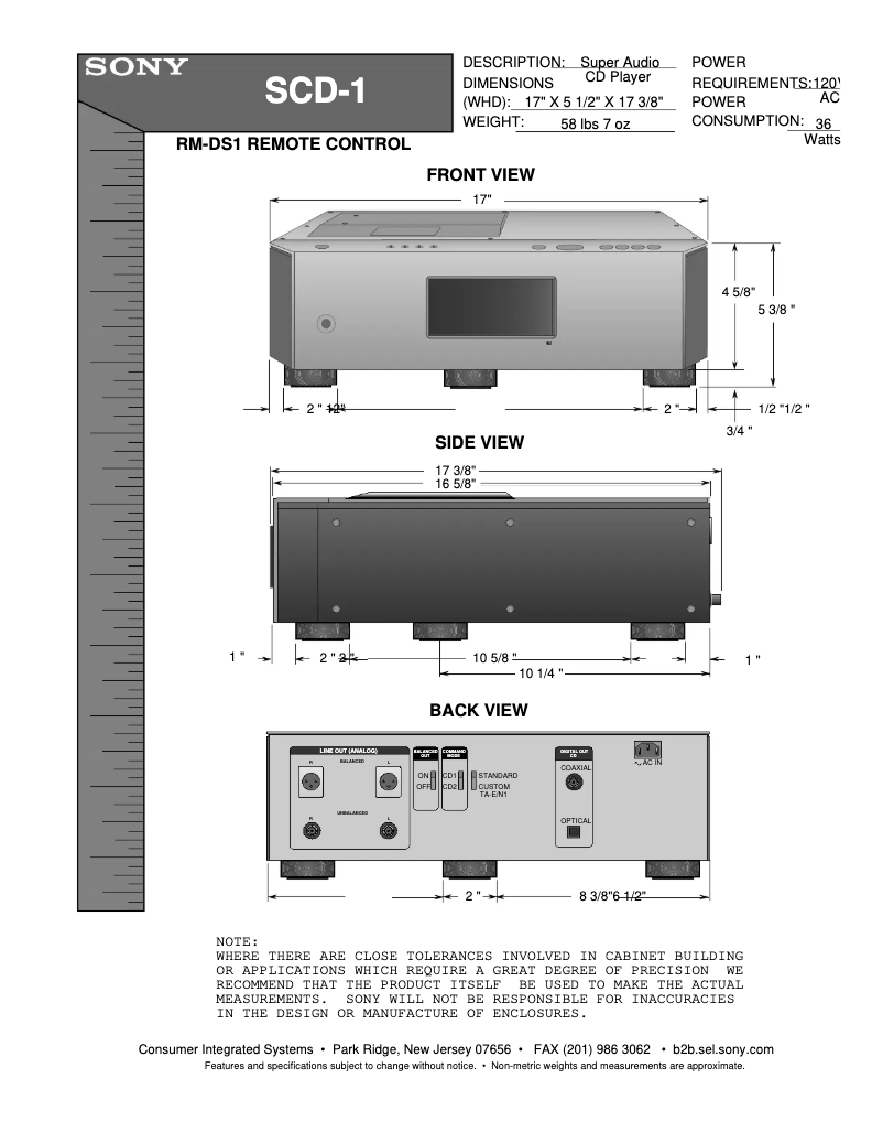 Page 1 of the manual Installation Guide Sony SCD-1