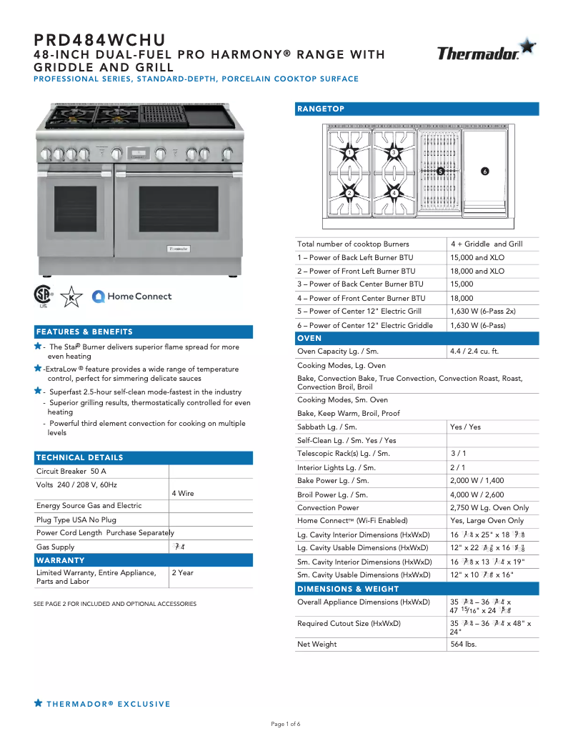 First page image of the manual for PRD484WCHU