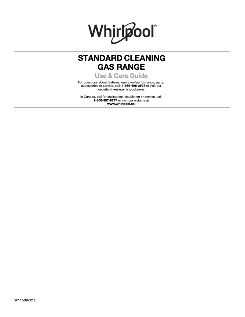 First page image of the manual for WFG505M0MW