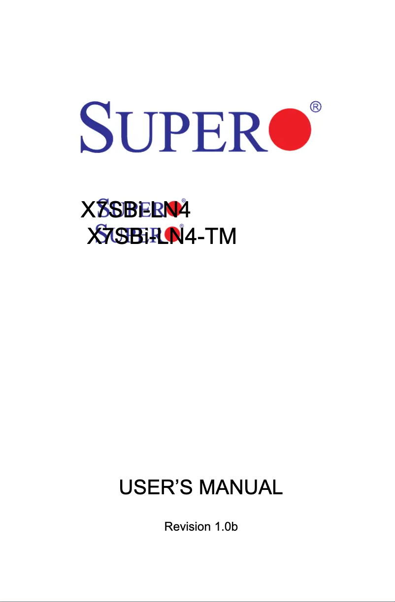 Page 1 of the manual User Manual Supermicro X7SBi-LN4-TM