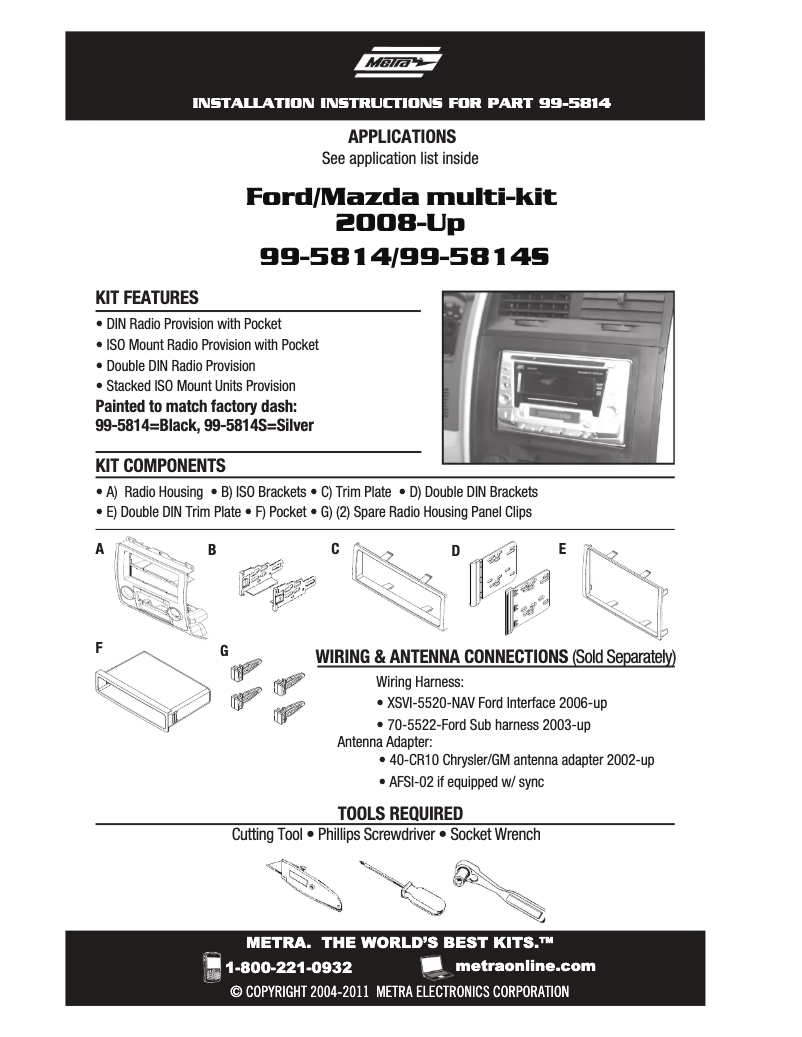 Page 1 de la notice Manuel utilisateur Metra 99-5814