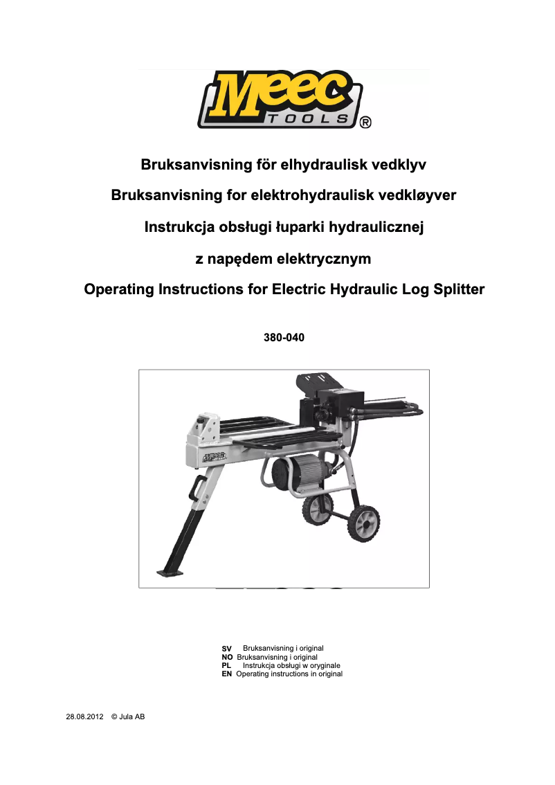 Page 1 of the manual User Manual Meec Tools 380-040