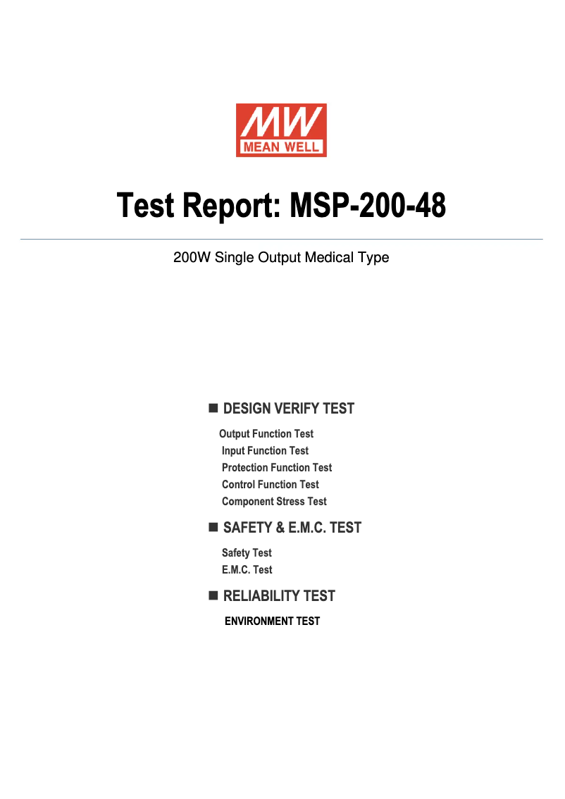First page image of the manual for MSP-200-48