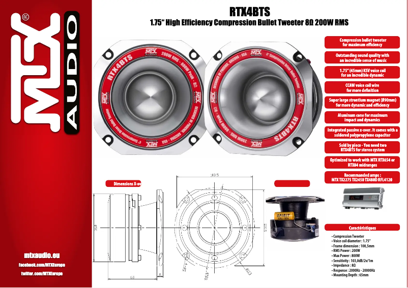 Page 1 de la notice Manuel utilisateur MTX Audio RTX4BTs