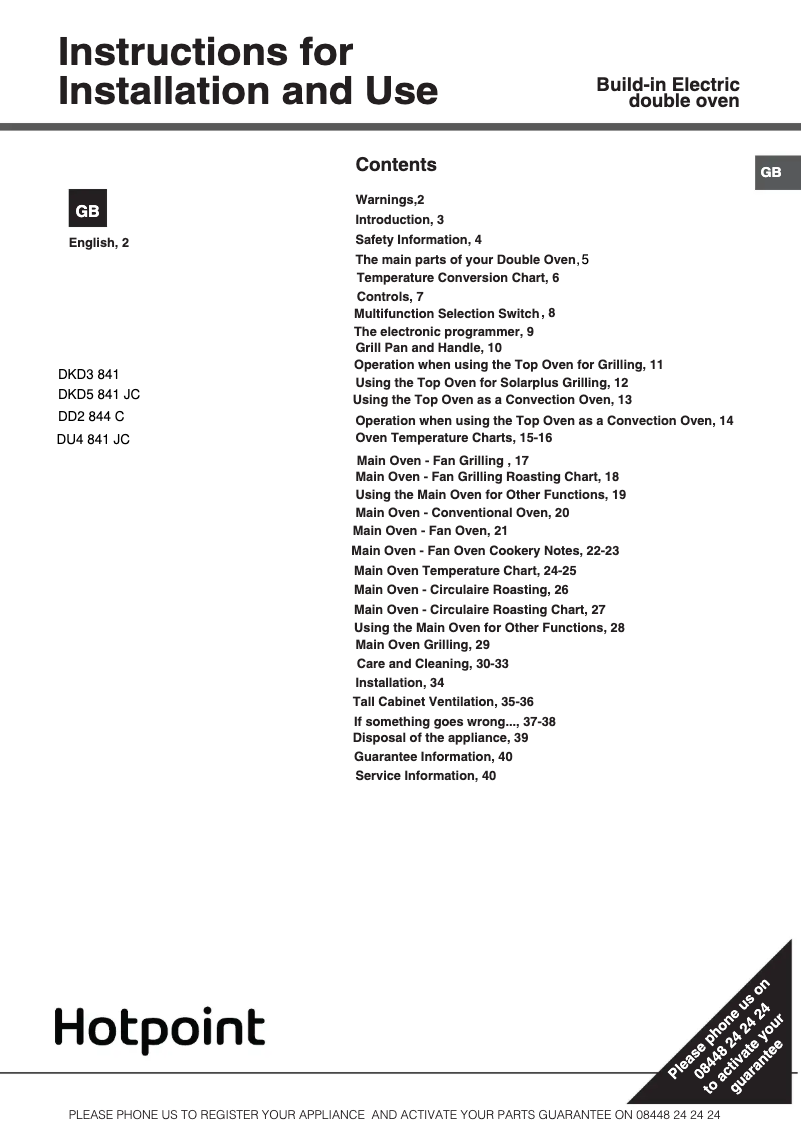 First page image of the manual for DKD5 841 J C IX