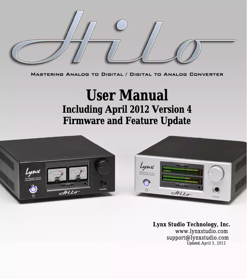 Page 1 of the manual User Manual Lynx Hilo