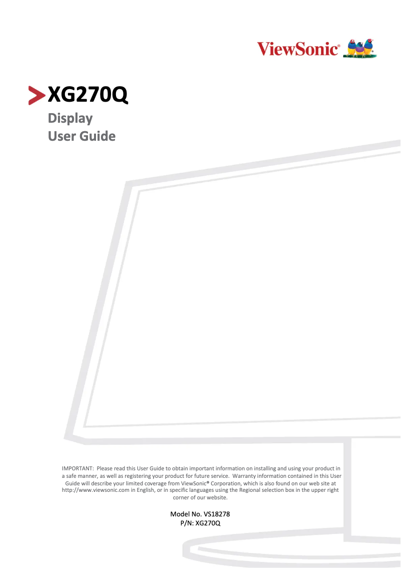 Image de la première page du manuel de l'appareil Elite XG270Q