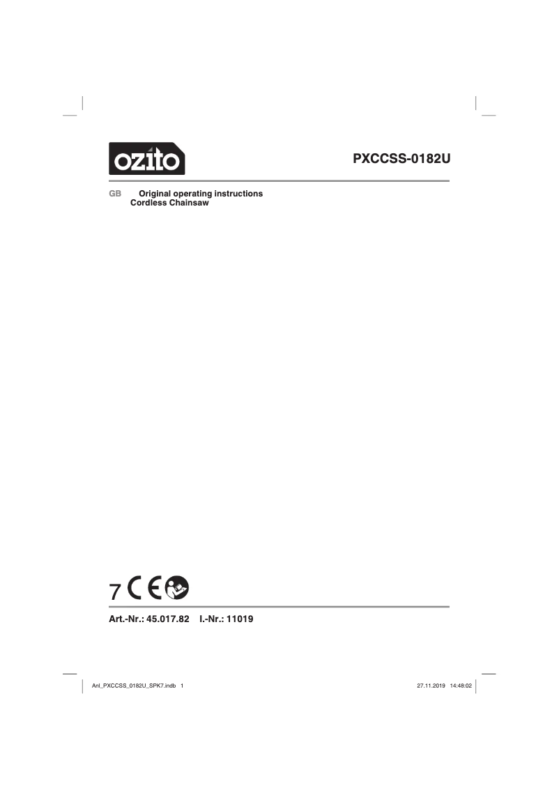 Page 1 of the manual User Manual Ozito PXCCSS-0182U