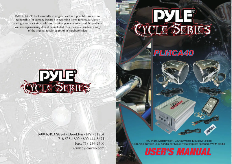 First page image of the manual for Cycle PLMCA40