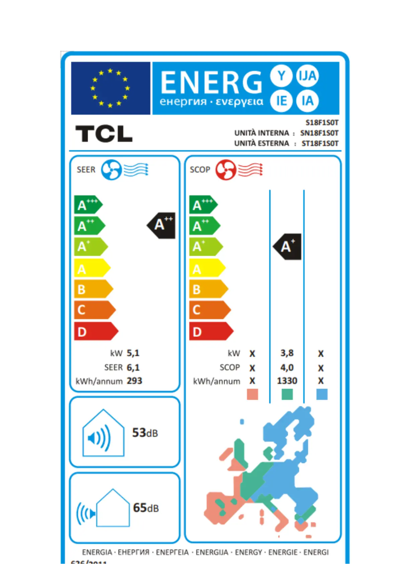 Page 1 of the manual Energy Label TCL S18F1S0T