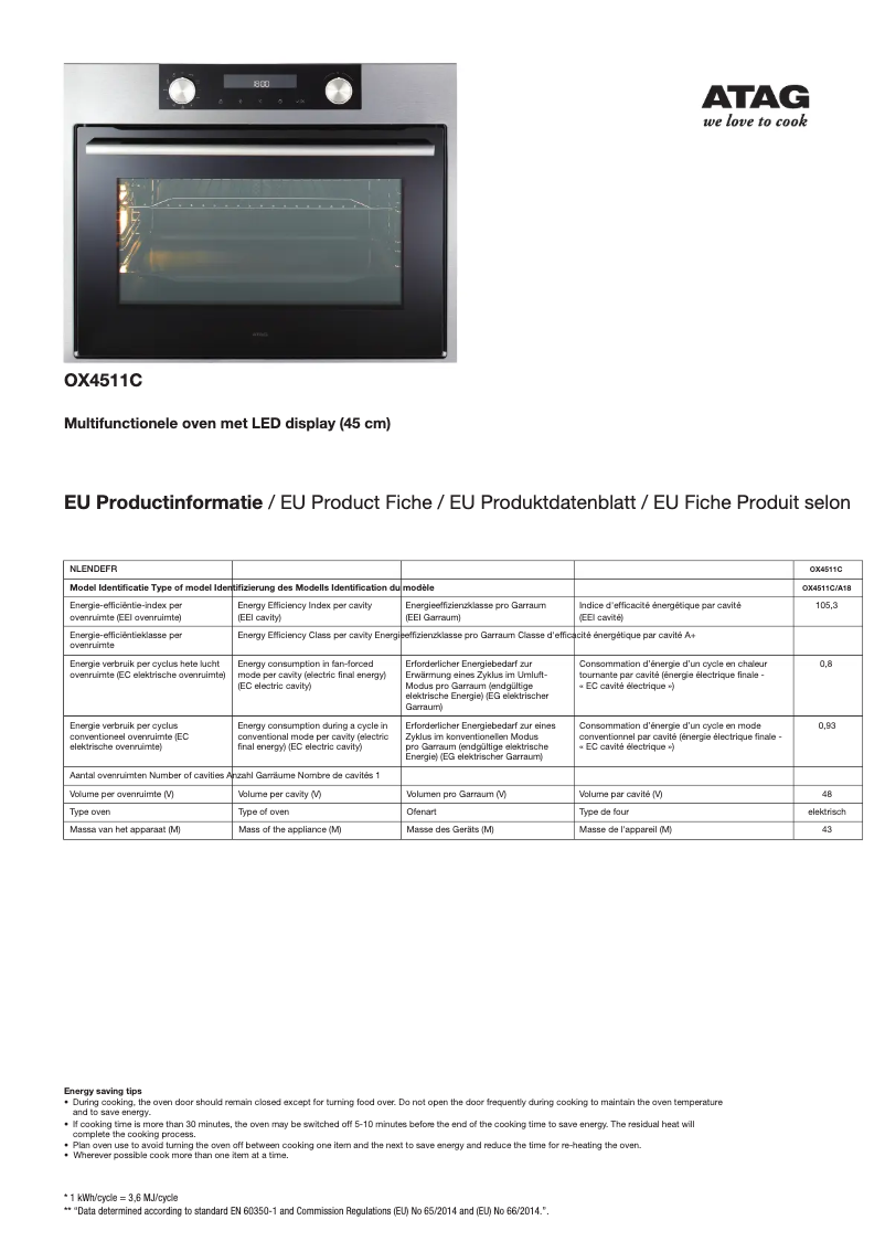 First page image of the manual for OX4511C