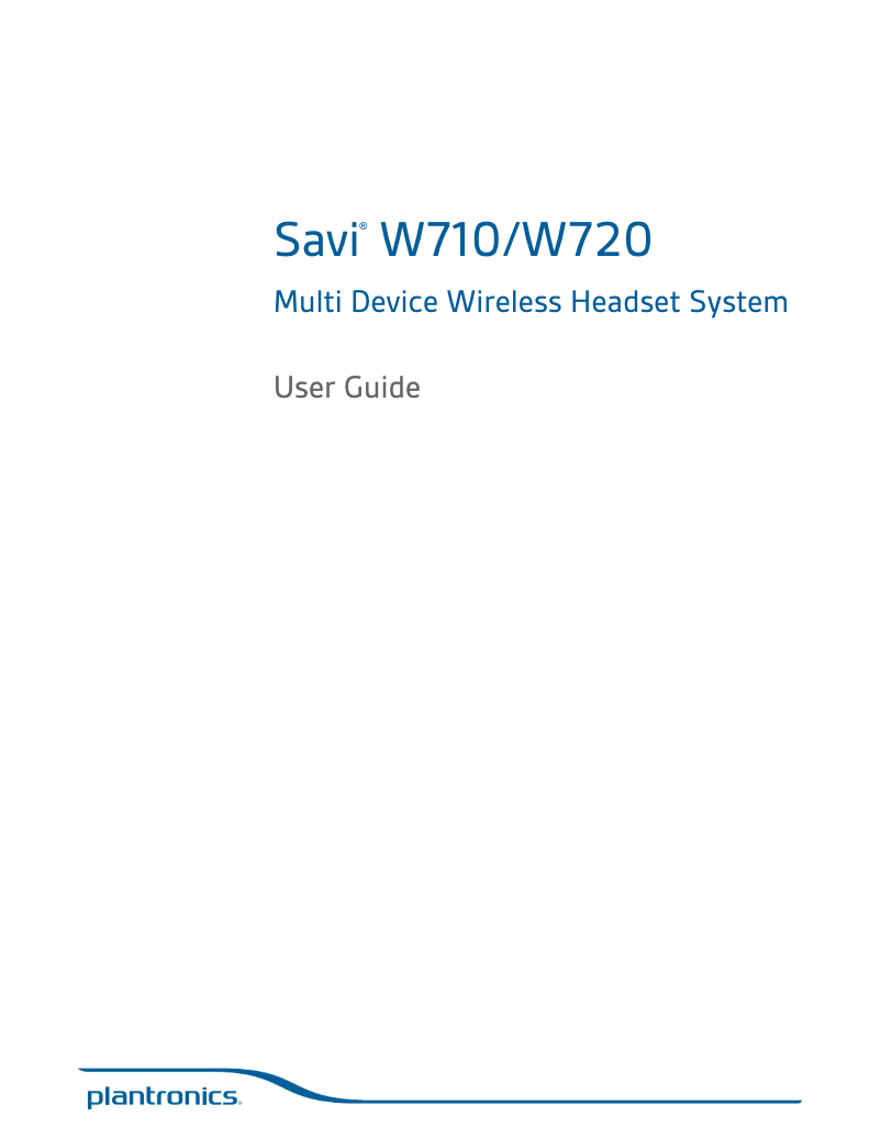 First page image of the manual for Savi W710