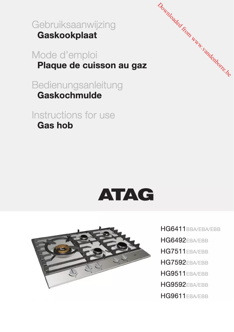 Page 1 of the manual User Manual Atag HG9592EBB