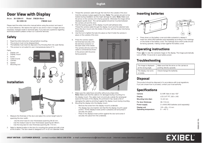 First page image of the manual for JY8028