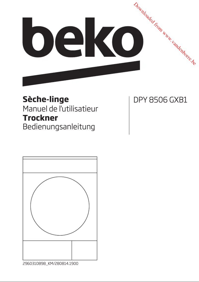 Page 1 of the manual User Manual Beko DPY 8506 GXB1